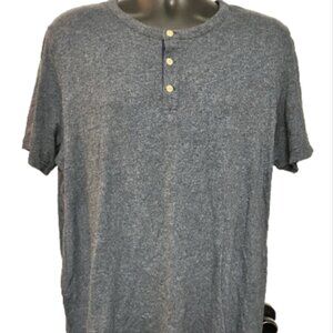Merona Men's XL grey Short Sleeve 100% cotton Button Round Neck Tee